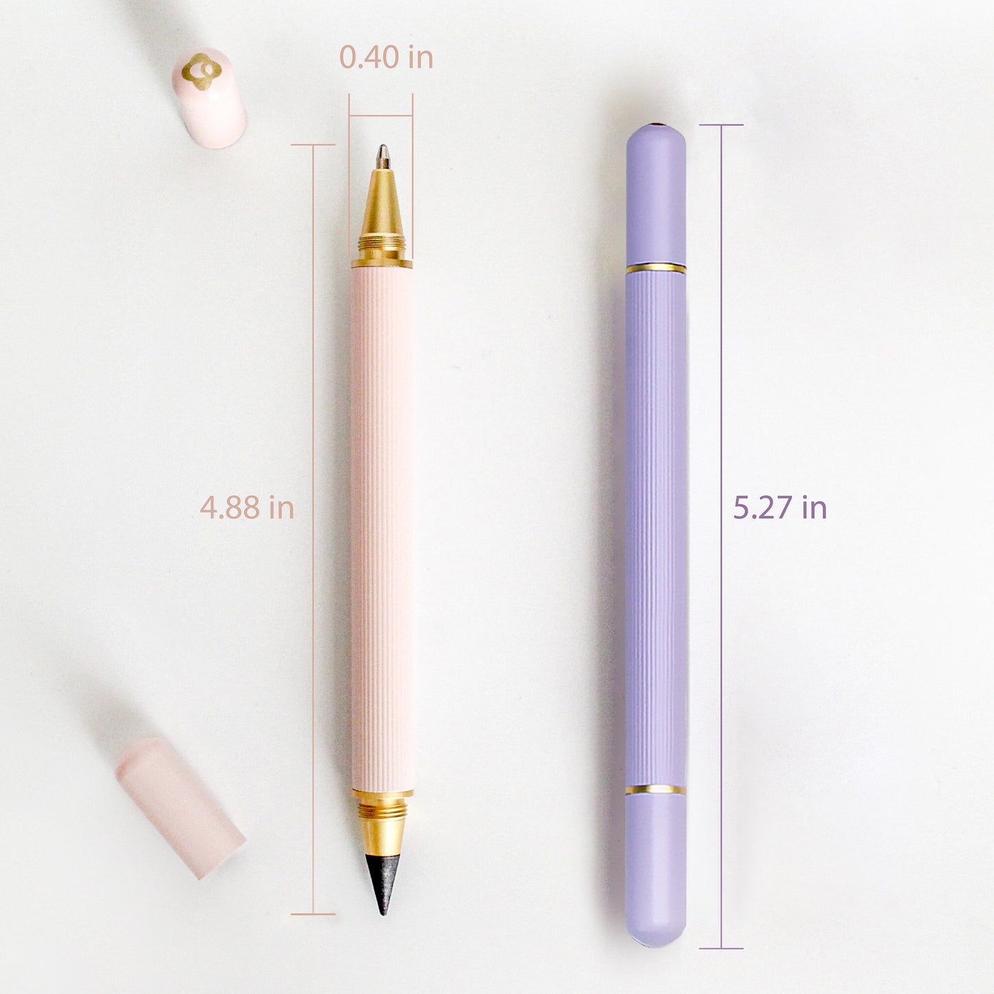 Dual Refillable Pink Ballpoint Pen and Long-Lasting Pencil