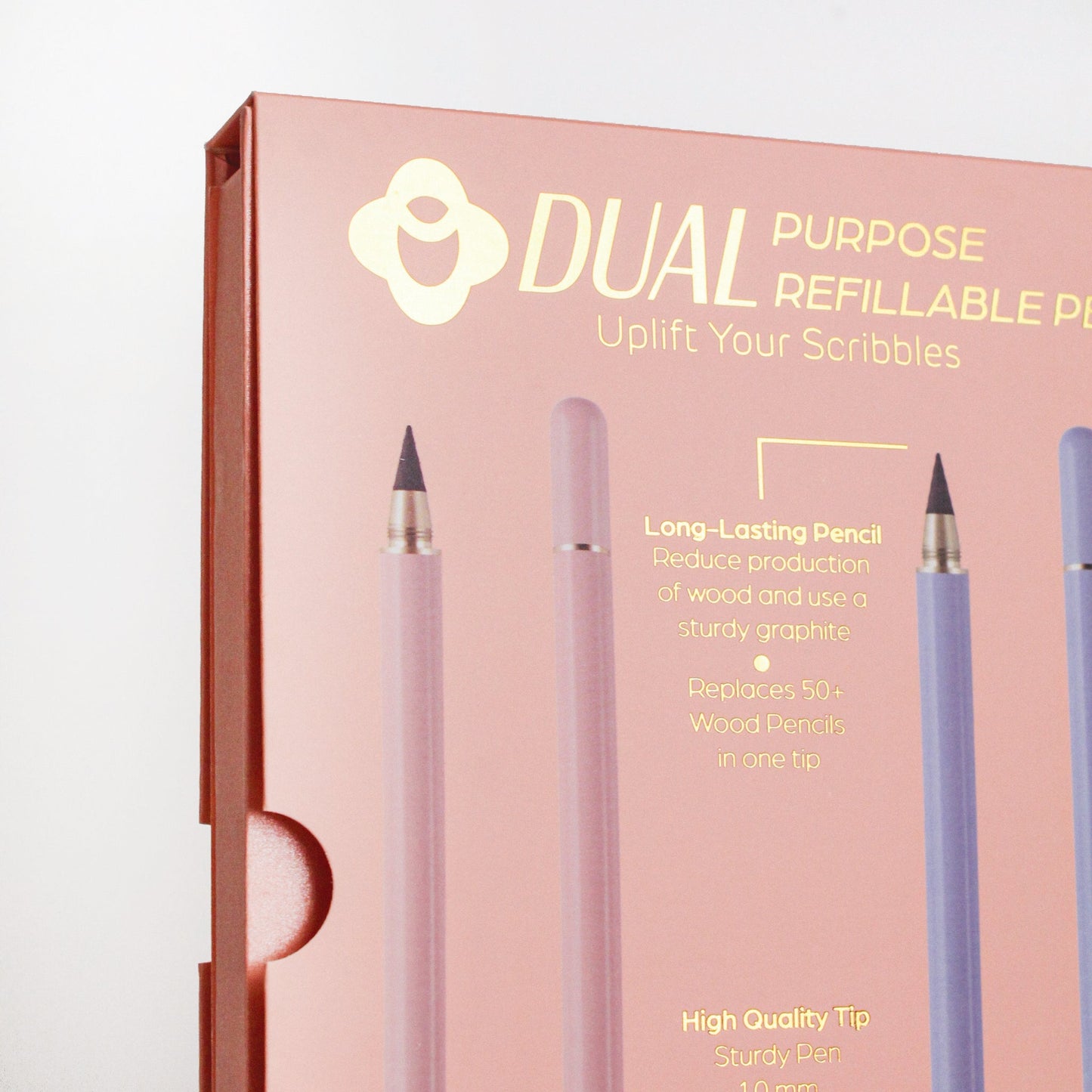 Dual Refillable Pink Ballpoint Pen and Long-Lasting Pencil