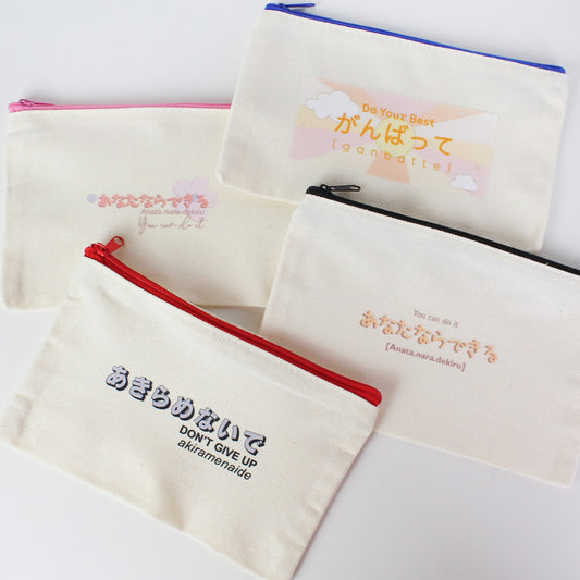 Canvas Pouch Storage Japanese Words Collection