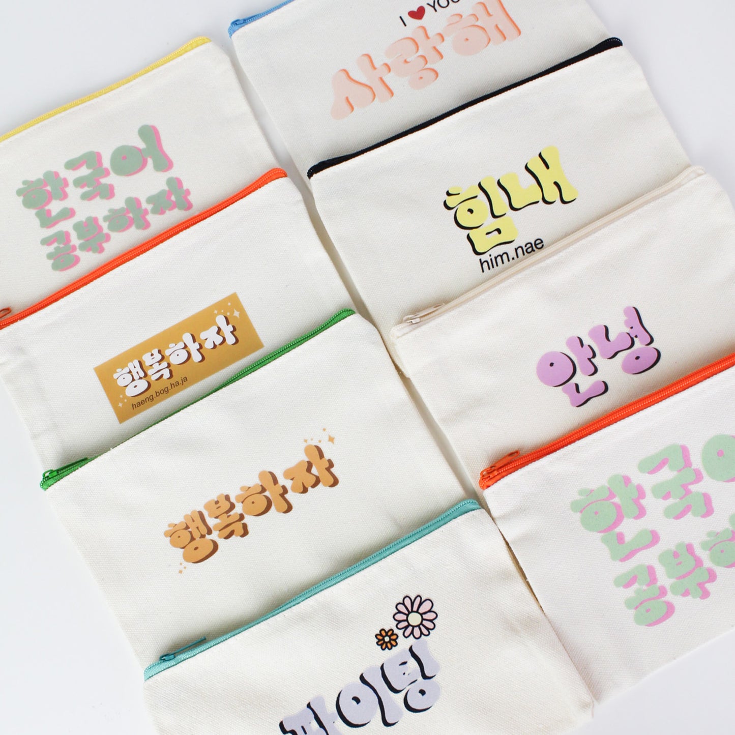 Canvas Pouch Storage Korean Words Collection