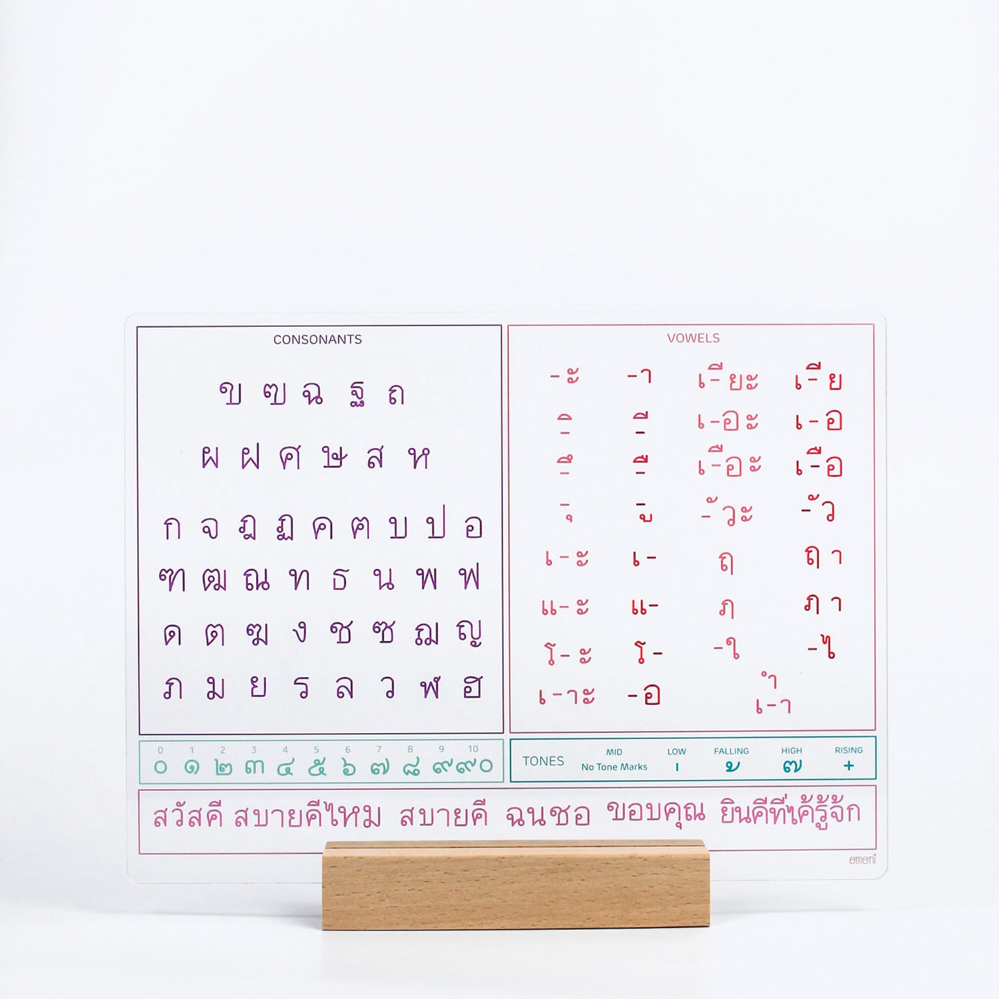 Thai Alphabet Reusable Board