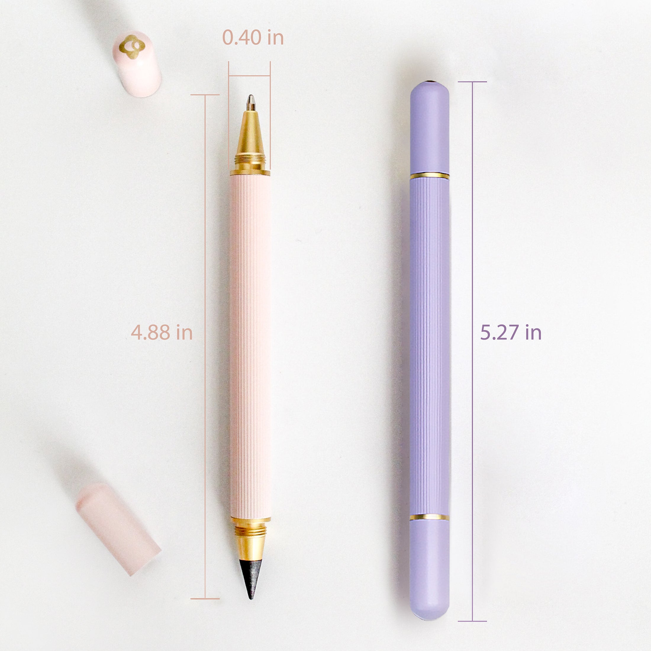 Dual Refillable Pink Ballpoint Pen and LongLasting Pencil Omoni Designs