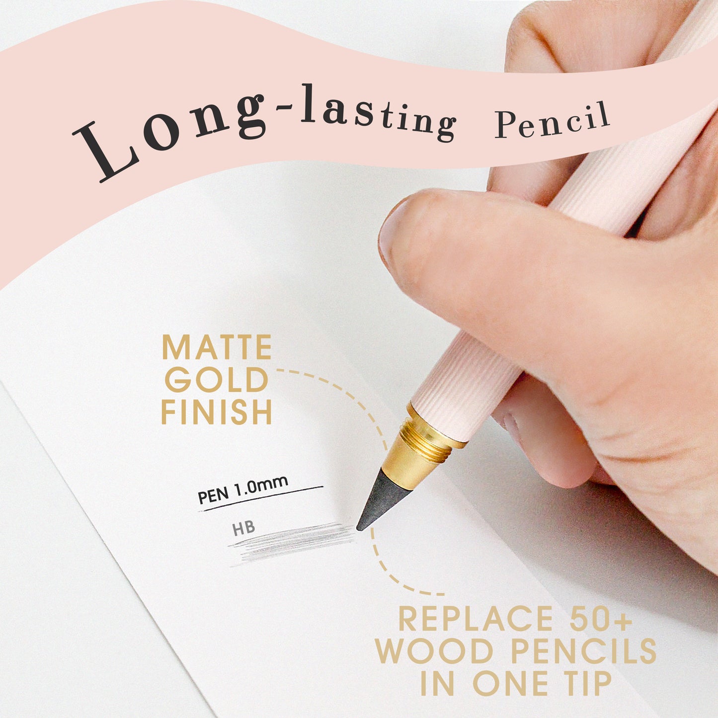 Dual Refillable Pink Ballpoint Pen and Long-Lasting Pencil